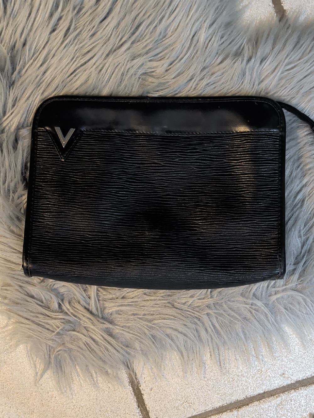 Mario Valentino Black Epi Zip Pouch